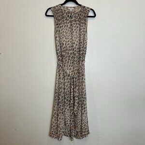 Joie Corrin Leopard Animal Print Sleeveless Midi Dress with Belt XS